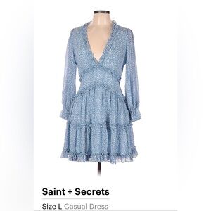 Light Blue Dress, Deep V and Open Back